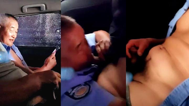 中年车内玩制服老头（31）